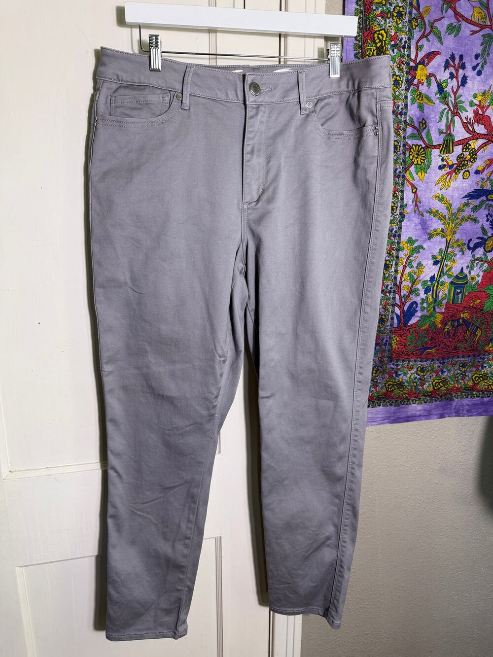 Seven7 High Rise Skinny Jeans Womens 16 Gray Stretch Embroidered Pocket